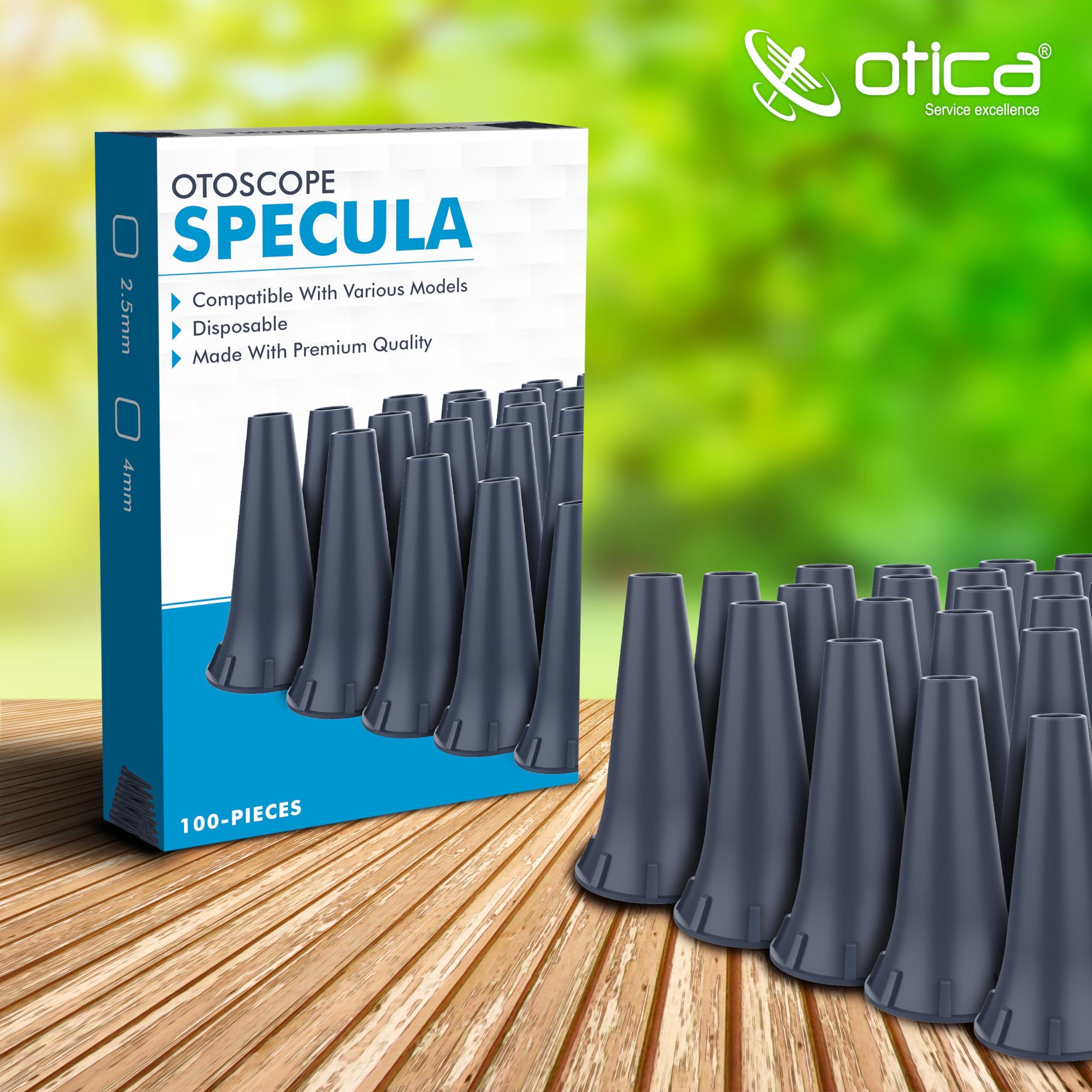 OTICA Otoscope Tips for K.a.w.e, Ries-ter and H.e.i.n.e compatible Otoscopes ear specula Cover Replacement Specula for Adults and Older Children Disposable (4 MM, 100 PSC)