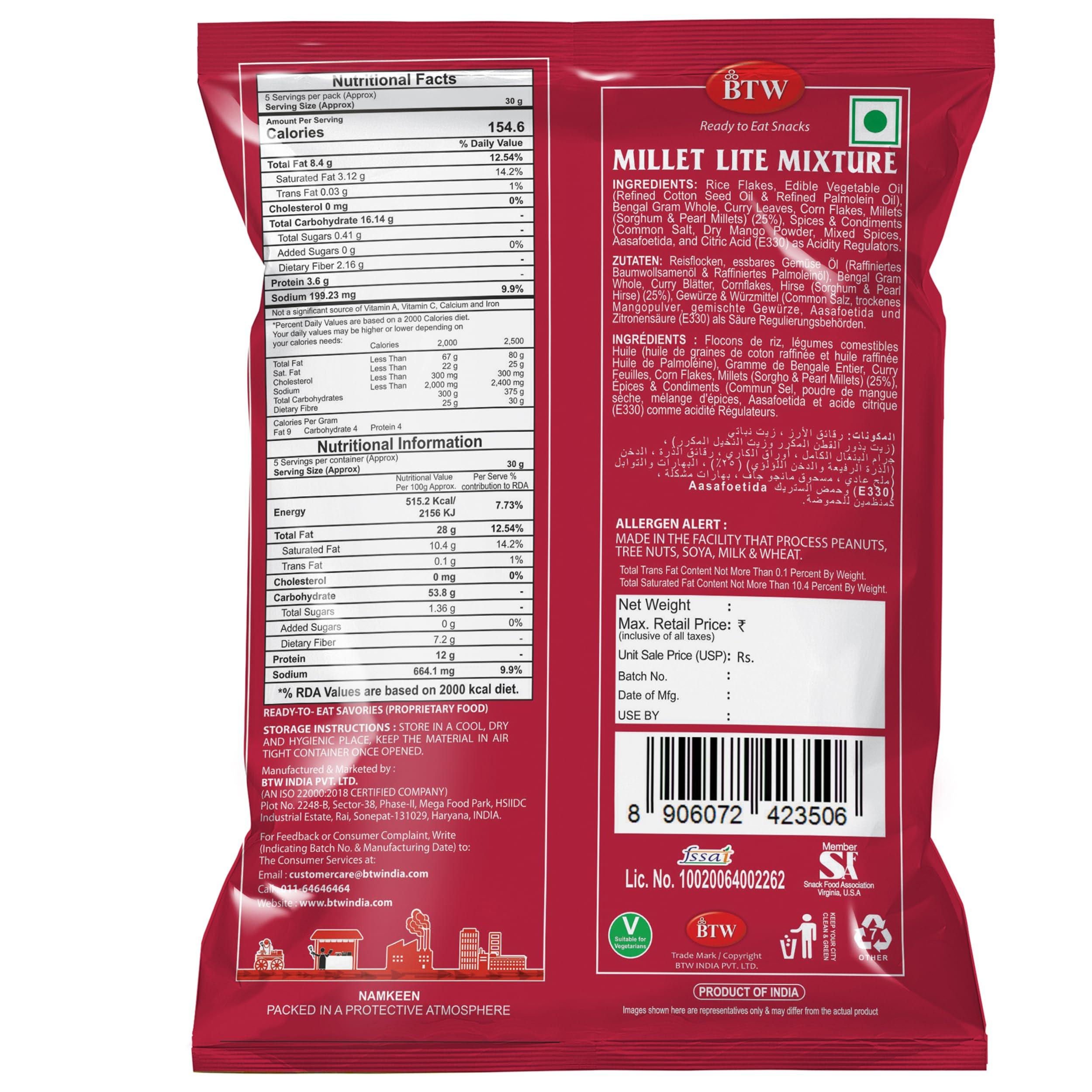 BTW BTW Millet Lite Mixture Namkeen 450g (150g X 3)