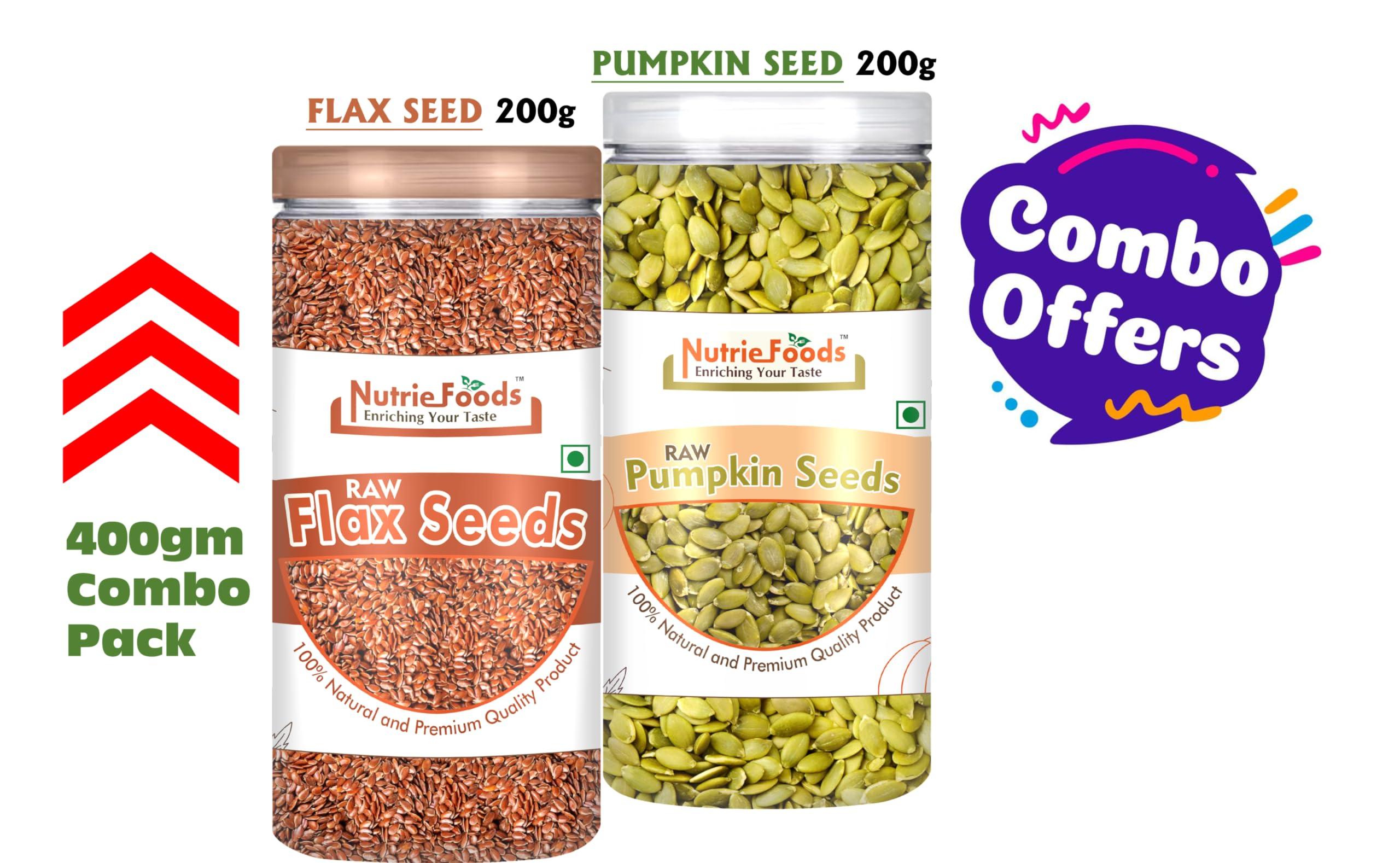 \"NUTRIEFOODS\" Enriching Your Taste \"NUTRIEFOODS\" Enriching Your Taste Raw Pumpkin and Flax Seeds Combo (Pack Of 2)| Power Packed with Nutrition | 100% Raw & Minimal Processed Natural Product (400g)