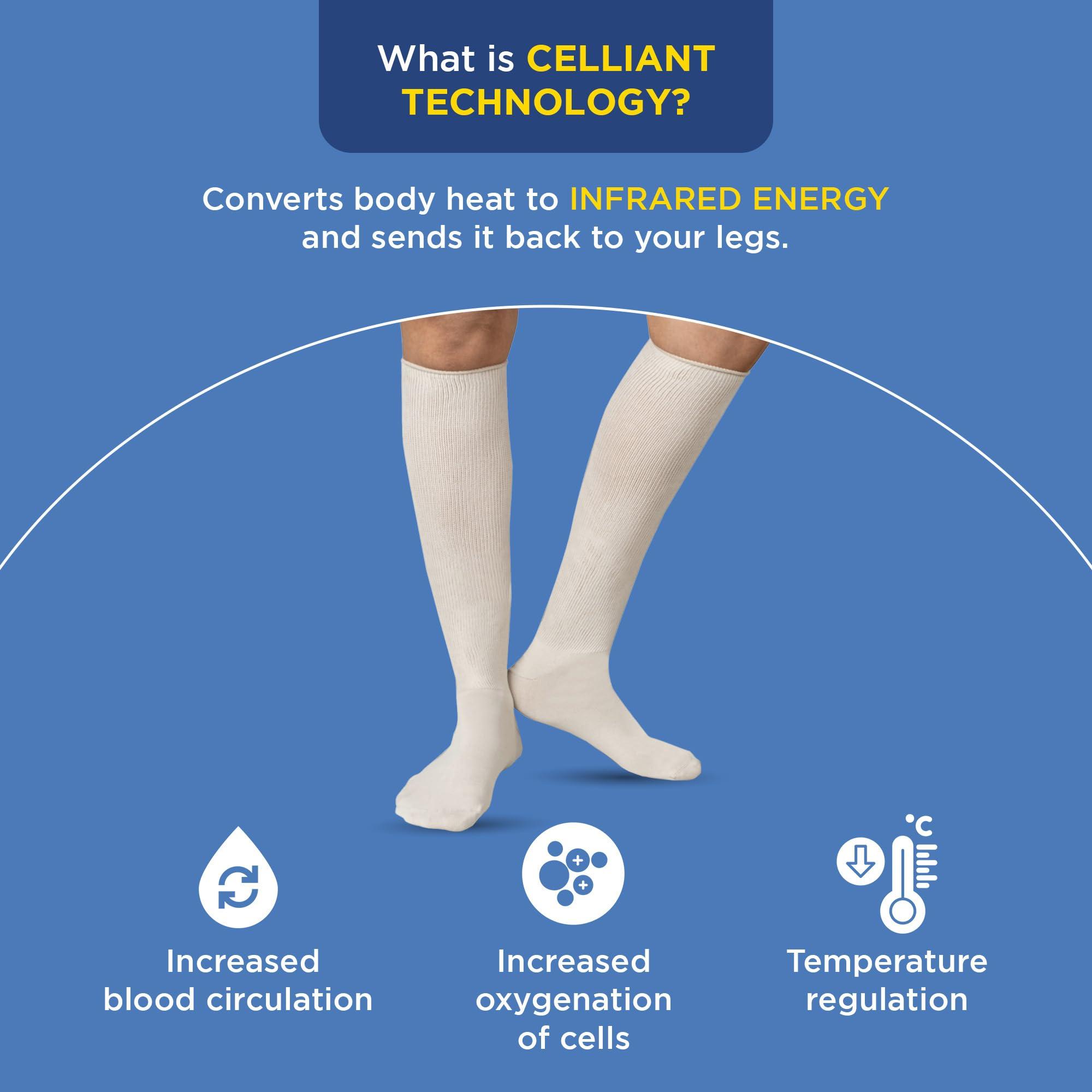 Syounaa Syounaa Socks for Diabetes & Neuropathy Knee Length for Men & Women | Reduces Cramps, Swelling, Burning sensation & Pain relief | Superior Infrared Celliant Technology | Beige, 1 pair