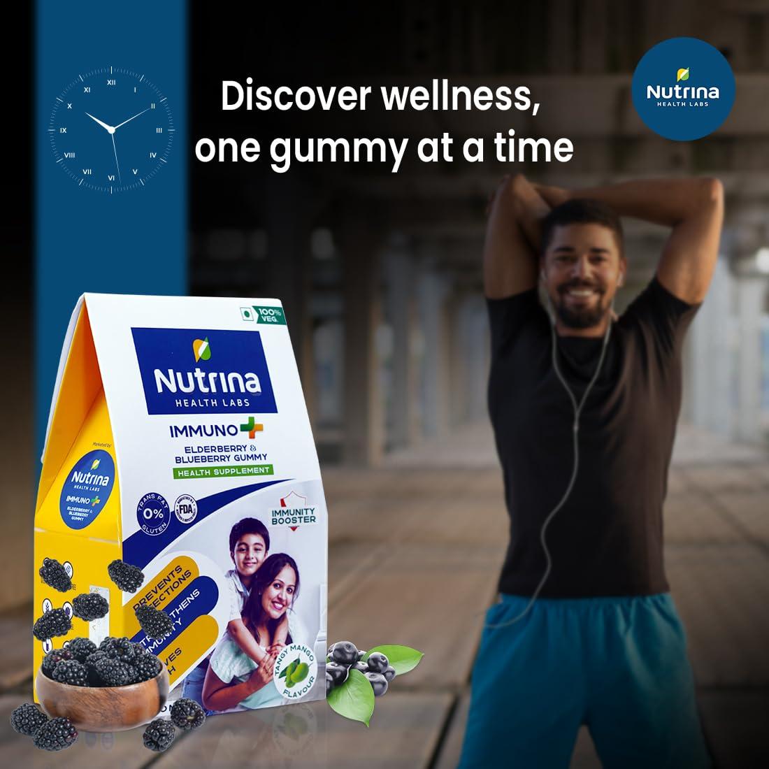 Nutrina - Health Labs Nutrina Health Labs Immuno Plus Gummies for Men And Women Elderberry, Blueberry Extract, Vitamin C and Zinc Boosts Immunity And Prevents Infections 30 Gummies (Pack of 1)