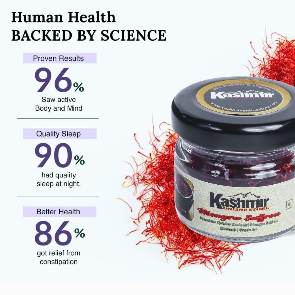 Kashmir ONLINE STORE Kashmir Online Store Pure And Natural Mongra Saffron - Premium Original Quality Kesar Grade A+++ For Pregnancy, Cooking, Face & Skin (1 Gram)