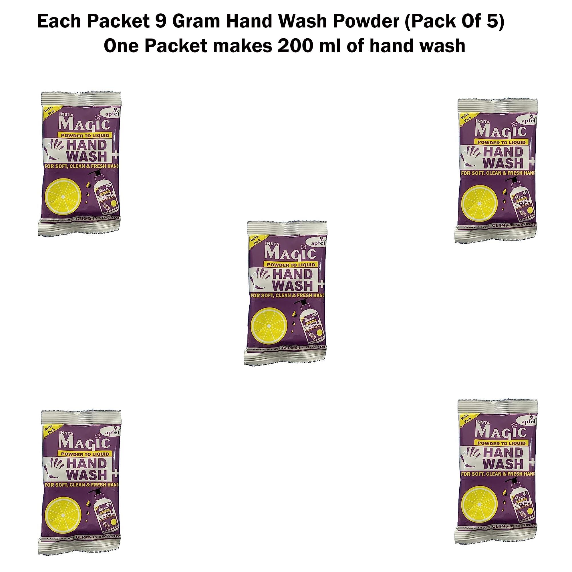 apfel Apfel Insta Magic Hand Wash Powder - 10-Pcs Lavender Scented - 100% Stronger Germ Protection for On-the-Go Hygiene (90g, Makes 2 Litres)
