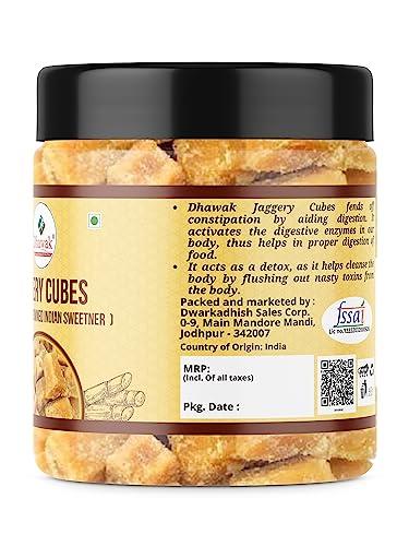 DHAWAK DHAWAK Jaggery Cubes Organic Gud Jaggery cubes 250 Grams Pure Natural, No Preservatives Added [Jar Pack]