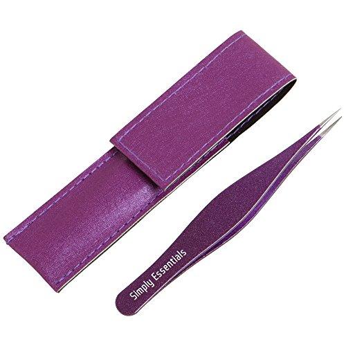 Simply Essentials Tweezers for Ingrown Hair Sparkles with Purple CASE ?5.0 Out of Five Stars? Free Ebook - Professional Surgical Instrument Quality - Precision Calibrated Aligned Steel Ends