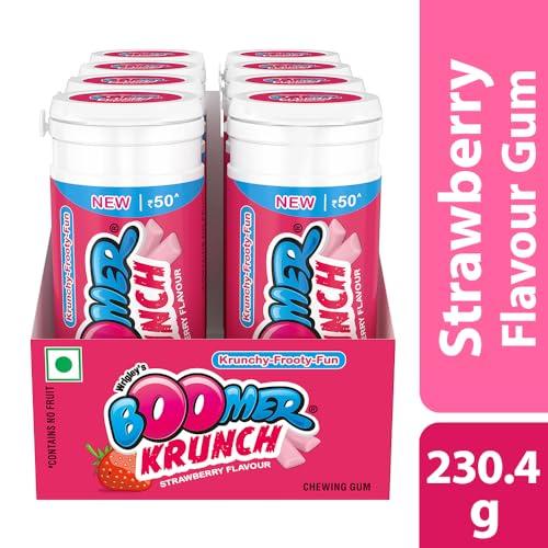Boomer Boomer Krunch Chewing Gum | Strawberry Flavour Bubble Gum | Long-Lasting Taste & Fun | Pocket-Friendly & Easy to Carry Tube | Show Box Pack |230.4 g