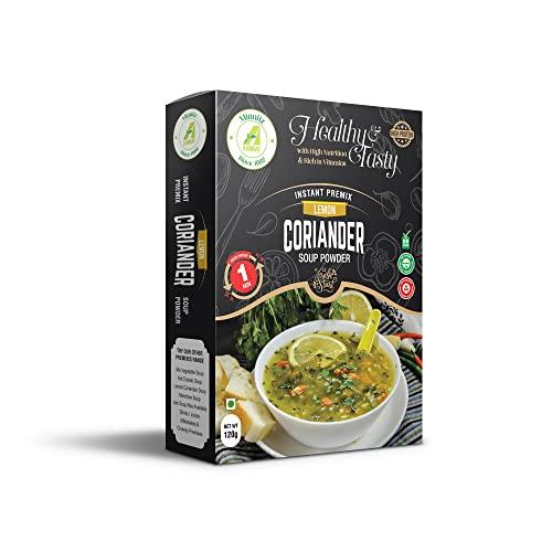 AARKAY Minnitz Fresh and Delicious Lemon Corriander Veg Soup | Instant Mix | No Added Preservatives | No Chemical | Lemon Corriander Veg Mix 120g(12 Servings)