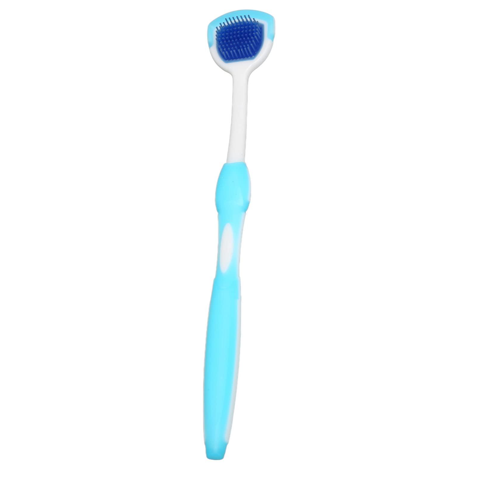 Jaerb Tongue Brush, Tongue Cleaner Long Handle for Adults (Blue)