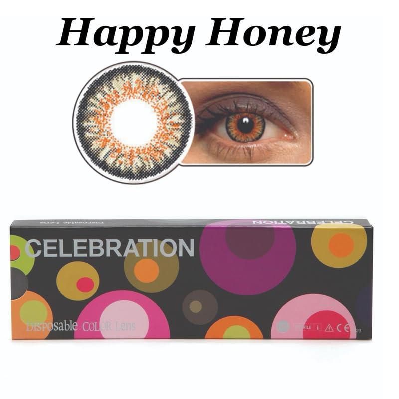 CELEBRATION COLORS CELEBRATION COLORS Weekly Contact Lenses - Pack of 5 Pairs, Color Mystery Hazel, Optical Power -2.25