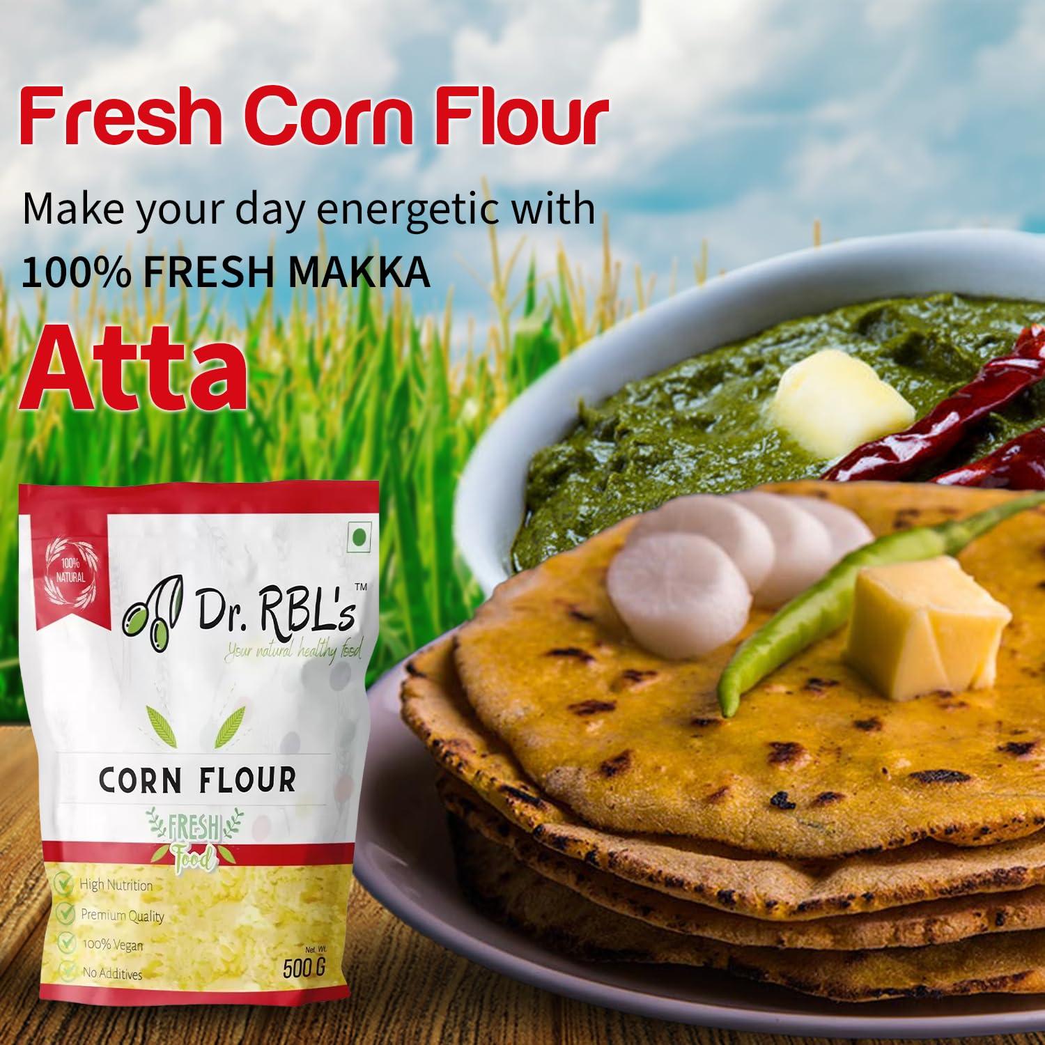 Dr. RBL\'s Dr. RBL\'s Corn Flour | Makka/Maize Atta for Cooking | Freshly Ground Corn Powder | Gluten-Free and Convenient Pack of 5 |2500g