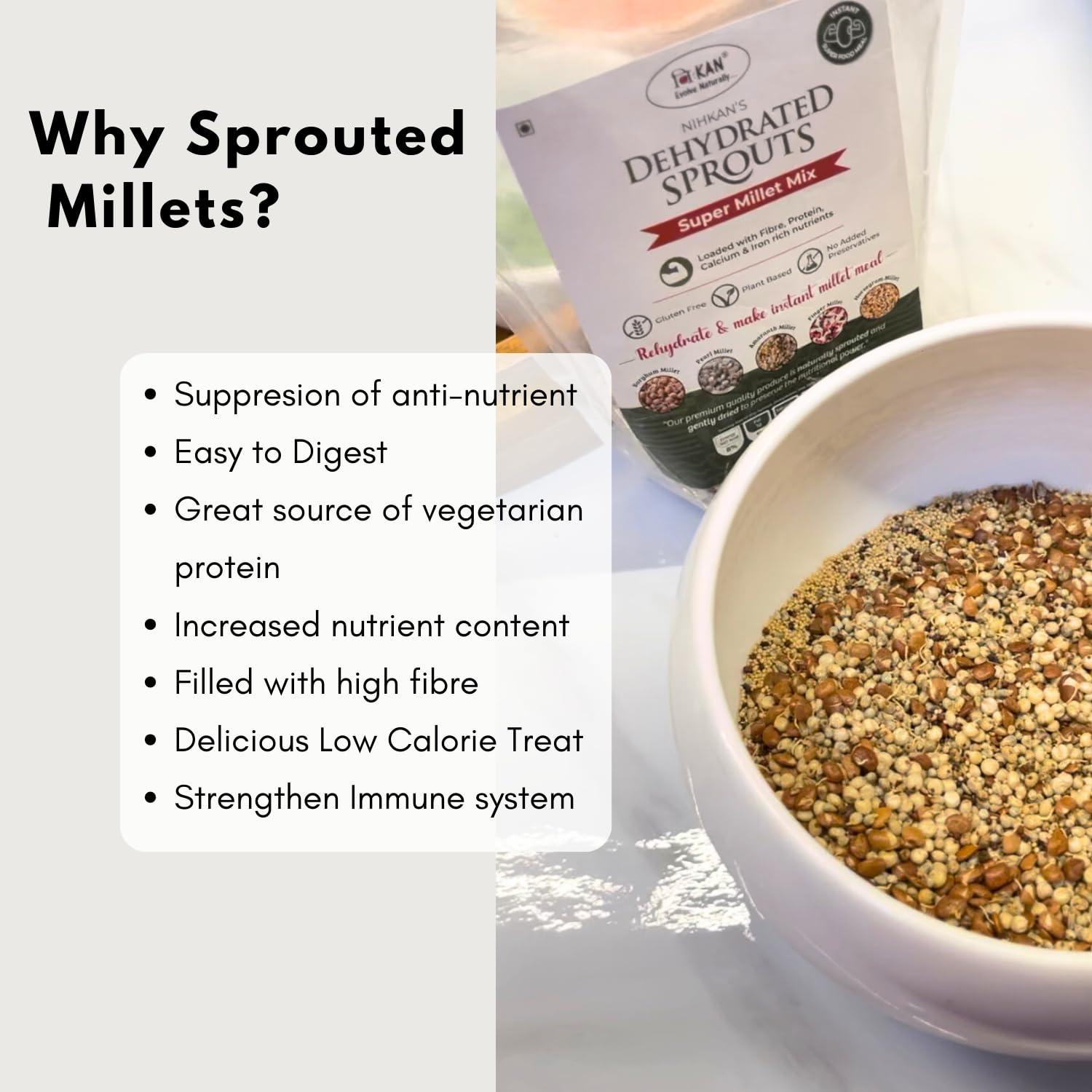 NIHKAN NIHKAN Multi Millet Sprouts | Ready to use Sprouted millet grains | No need of Pre soaking | Use instantly for cooking | 100% Natural No Preservatives (250 g, 1)