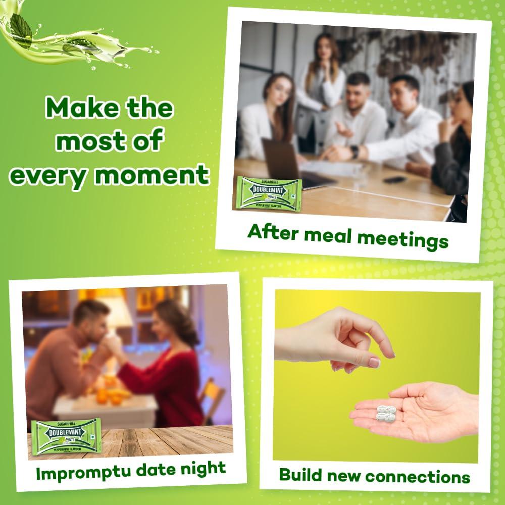 Doublemint Doublemint Sugarfree Mints Sleeve Box | Peppermint Flavour Chewing Gum | Mint Gums for Instant Freshness | 20 Sleeves per Box | 64 g | Pack of 3