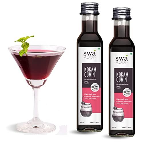 Swa Artisanal Syrups Swa Artisanal Syrups - Kokam Cumin, 100% Natural, Pack of 2, Makes 24-30 Drinks, Syrup for Cocktails / Mocktails / Craft Coffees (250ml x 2)