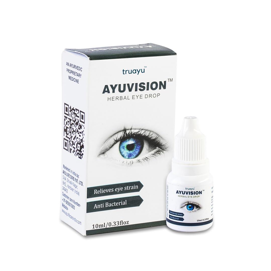 AYUVISION Ayuvision Herbal Eyedrops Relieves Eye Strain, Dryness, Redness & Itching |Cooling Daily-use Eyedrops with Goodness of Ayurvedic Herbs 10ml (Pack of 2)