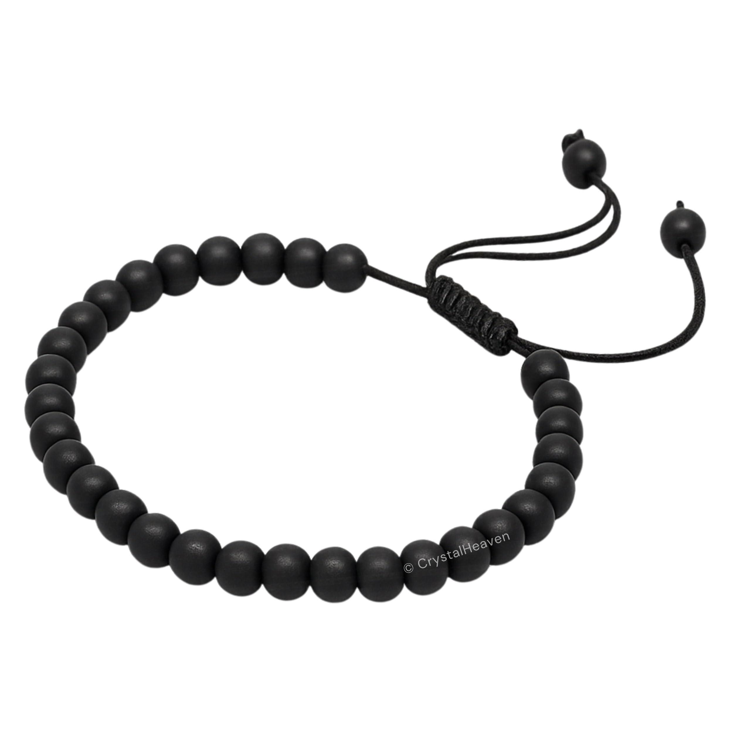 Crystal Heaven Certified Karungali Bracelet Original for Men Women - Black Ebony Wood Bracelet - Original and Natural Karukali Malai for Men Women Pooja Supplies (6mm Beads, Adjustable)