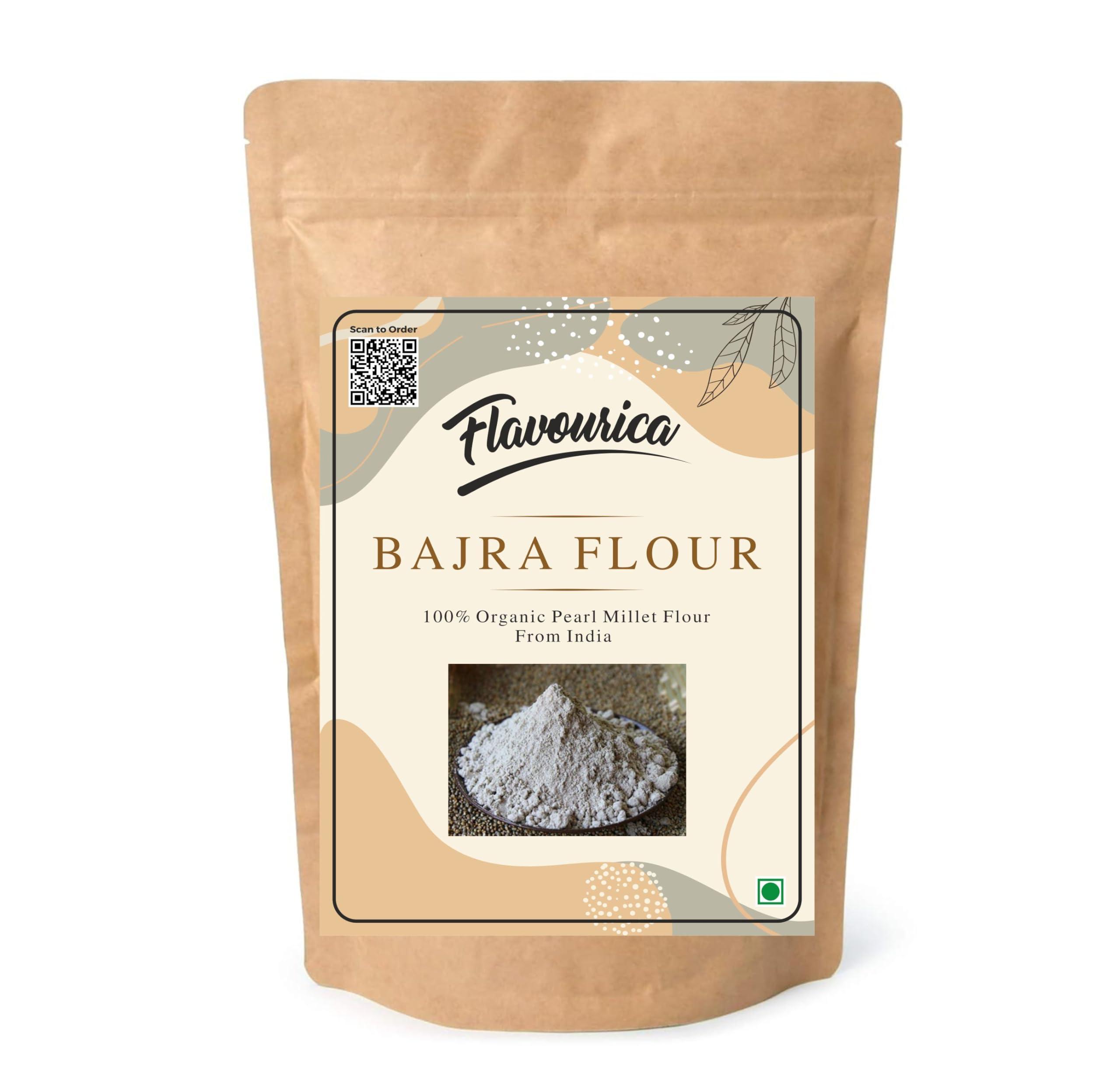 Flavourica Flavourica Organic Bajra (Pearl Millet) Gluten Free Flour/Atta,1 Kg, | Rich in Magnesium, Iron, Calcium and Fiber