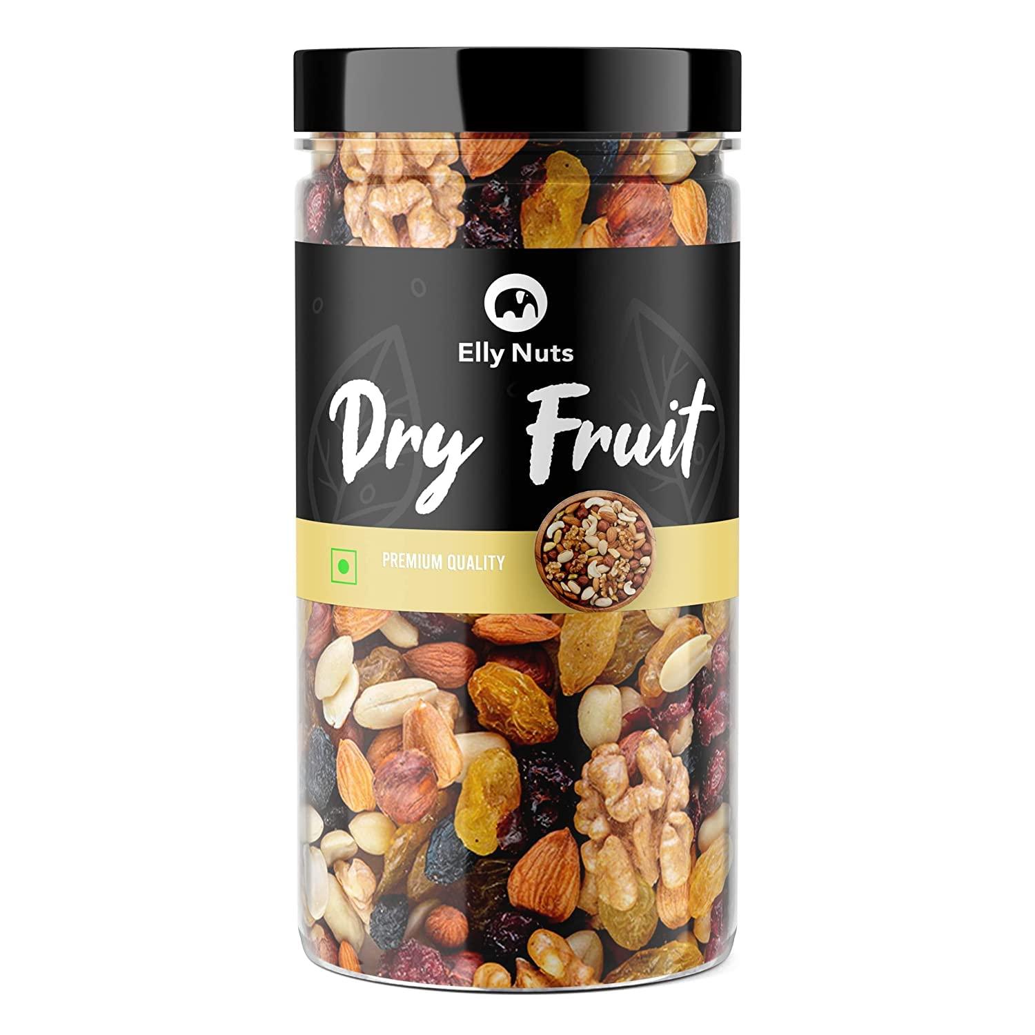 Elly Nuts Elly Nuts 100% Natural and Premium Healthy Mix Dry Fruits and Nuts | Healthy for Every Occasion Fresh and Healthy Dry Fruits (500 Gram Jar Pack) - Diwali Gift Pack