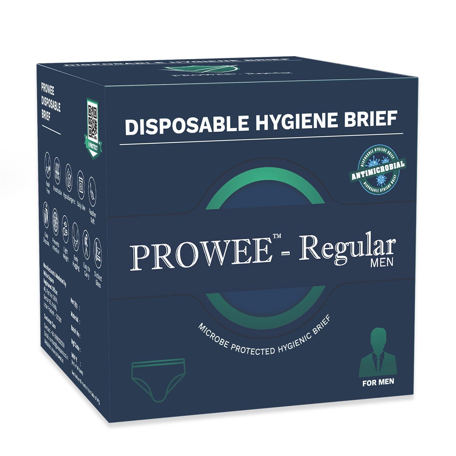PROWEE PROWEE Disposable Brief for Travel, Trekking, Camping, Spa & Herbal Treatments, Hospital Stay & Incontinence. Specially Designed for Men (10 pcs Pack) | Design Patent No. 336859-001 (L) White