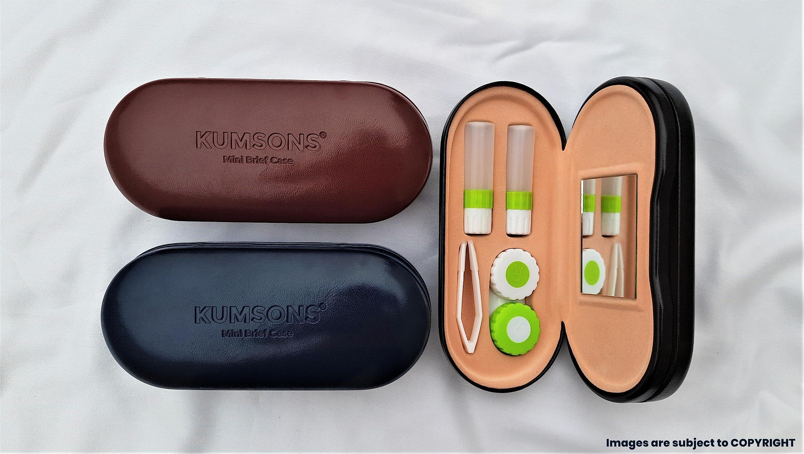 SPECTACKLE SPECTACKLE MBC Contact Lens Case | 2-in-One Portable Contact Lens case and Glasses Dual case | Tweezer | Solution Bottles | Lens Holder | Mirror (Floral Blue)