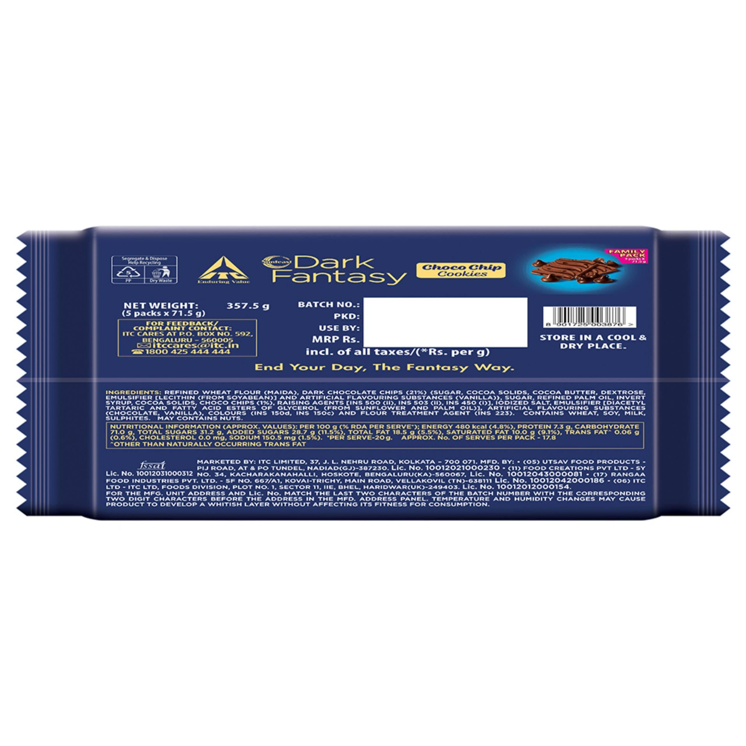 Sunfeast Dark Fantasy Sunfeast Dark Fantasy Choco Fills, 300g, Original Filled Cookies with Choco Crme & Sunfeast Dark Fantasy Choco Chip, Chocolate Cookies Loaded with Choco Chips, 357.5g