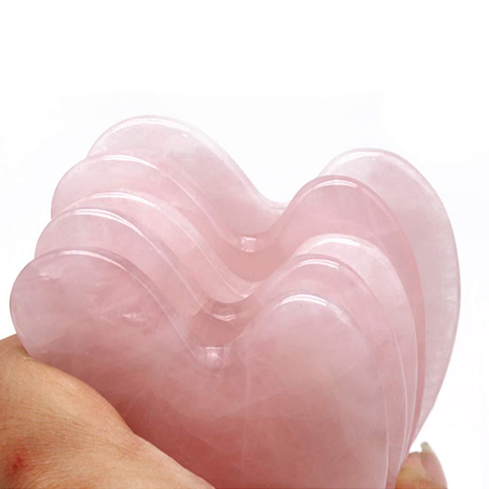 HEALLILY HEALLILY 2pcs Rose Quartz Tool Jade Stone Guasha Scraping Massage Tool Anti Aging Massage Tool SPA Body Skin