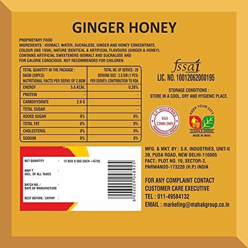 Mahak Kandiez Mahak Kandiez Well Well Sugar Free Candy 672 gm (240 = 20 Pieces X 12 Tin Cady) I Ginger Honey Flavor I Wellness Easily Digestive | Mouth Fresheners Candy | Testy Candy with Healthy and Low Calories