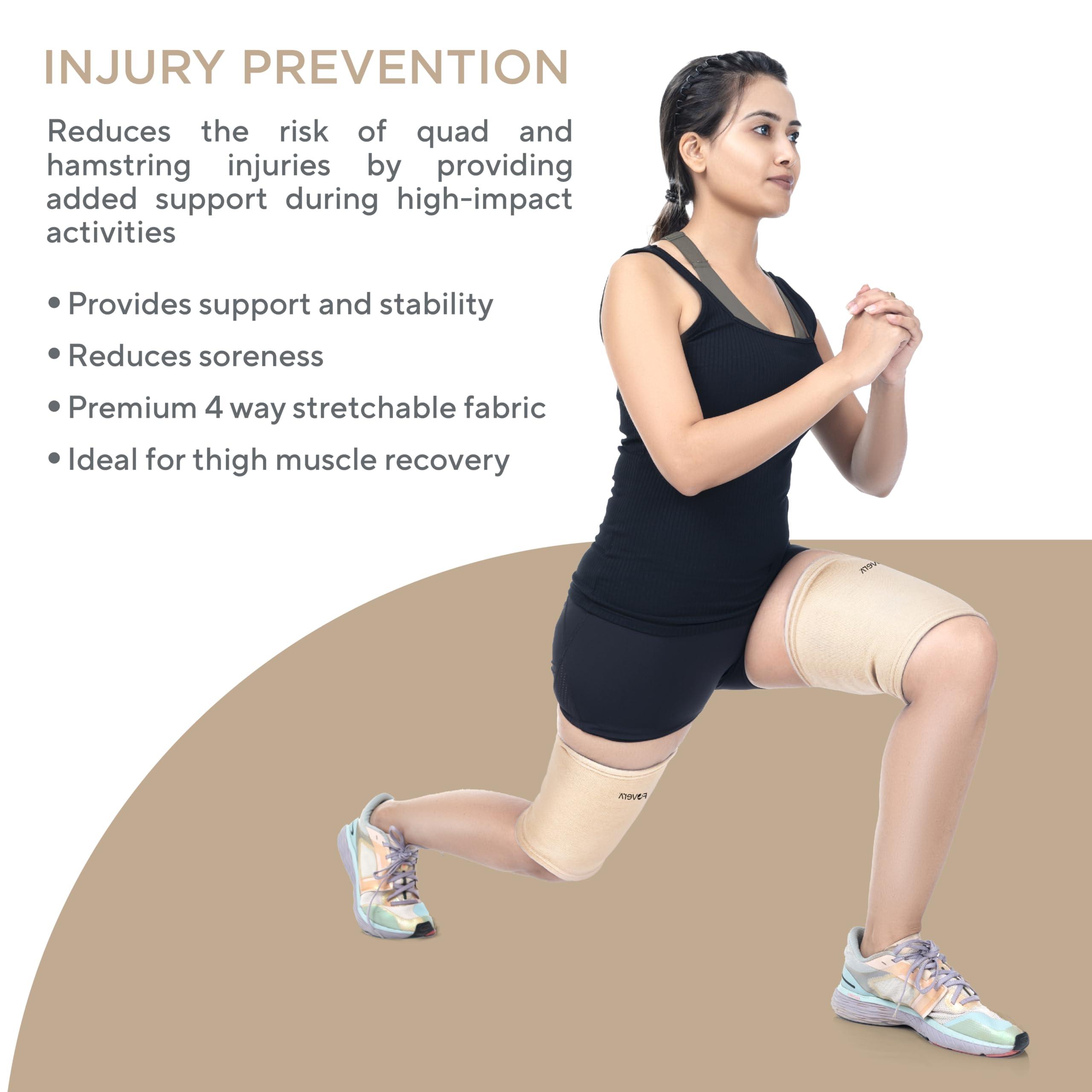 FOVERA FOVERA Thigh Support,Thigh Compression Sleeve for Quad and Hamstring Support for Men and Women (Size - M, 1 Pair)