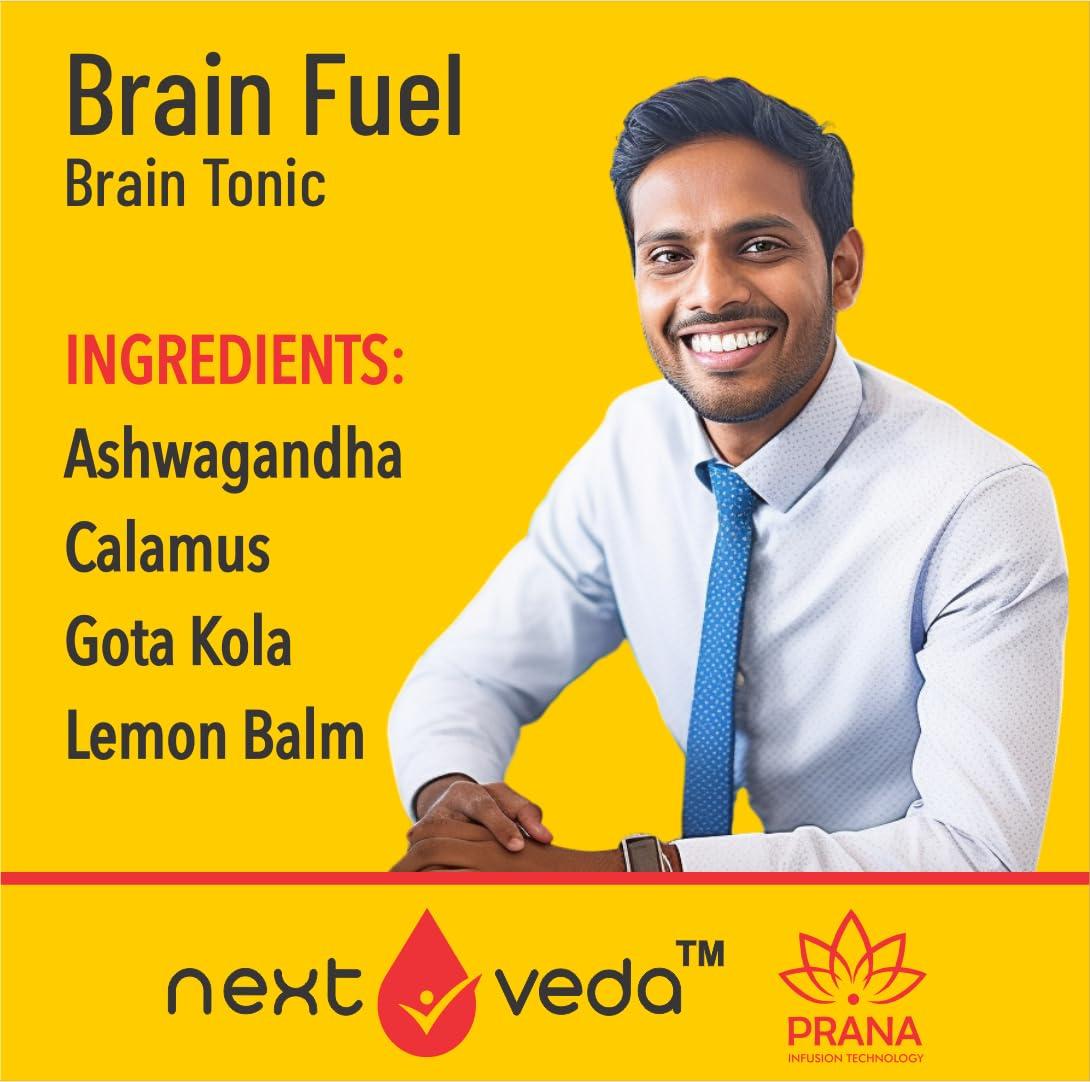 next veda Nextveda Ayurvedic Brain Fuel Food Supplement Spray Concentration (30ml) | Prana Infusion Technology Made Natural Oral Spray For Enhanced Focus | Memory Retention