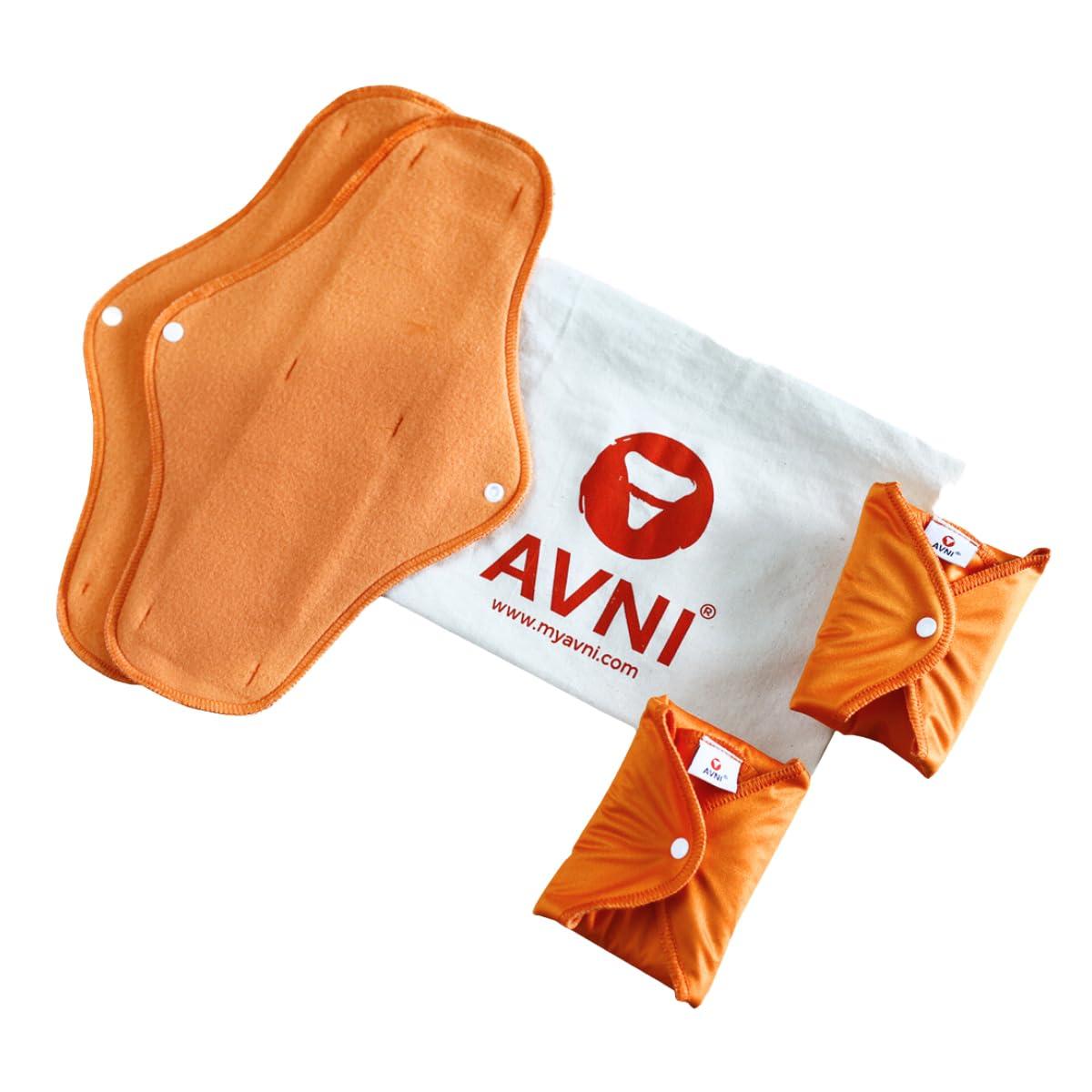 Avni Avni - Fluff Washable Cloth Pads, Pack of 4 + Natural Cloth Pad Wash - 100ml | XXXL (36cm) + 100ml Wash, (Combo Pack of 5)