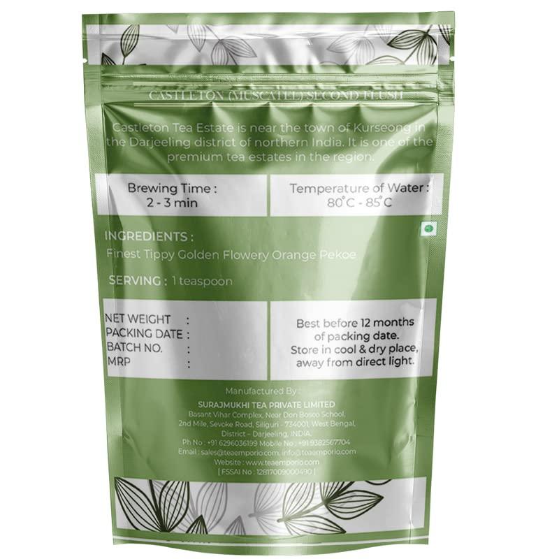 SURAJMUKHI TEA GOLD STANDARD Surajmukhi Tea Castleton Muscatel Second Flush Tea - 100g (Origin - Darjeeling) | Darjeeling Tea Loose Leaves