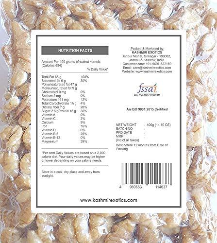 Kashmir Exotics Kashmir Exotics Pure Kashmiri Organic Walnut Kernels 400 gm, Extra Light Half Natural Walnuts Without Shell, Akhrot Giri