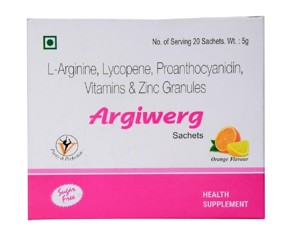 Generic Argiwerg L-arginine, Lycopene, Proanthocyanidin, Vitamins & Zinc Granules 20 Sachets
