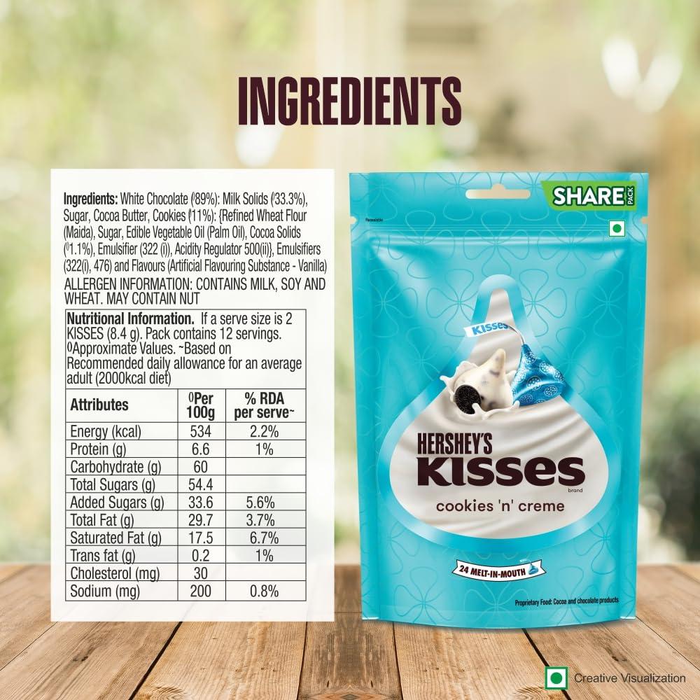 HERSHEY'S HERSHEY\'s Kisses Cookies \'N\' Creme Chocolate|Melt-In-Mouth Delights|Individually Wrapped 100.8G