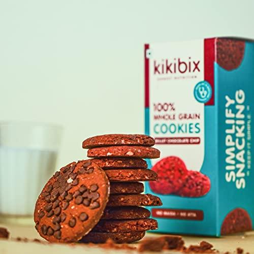 KIKIBIX Kikibix Choco Chip Cookies | No Maida, No Refine Sugar | Made With Organic Jaggery | Tasty & Healthy Snacks For Adults & Kids | Multigrain Millets | Tiffin Box Snack | Jowar Chocolate | 390 Gm