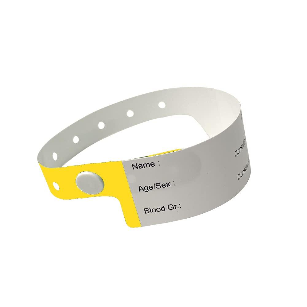 Cambia ID Band for Hospital, Patient Identification Band Adult (Yellow) Pack of 100 Pcs.