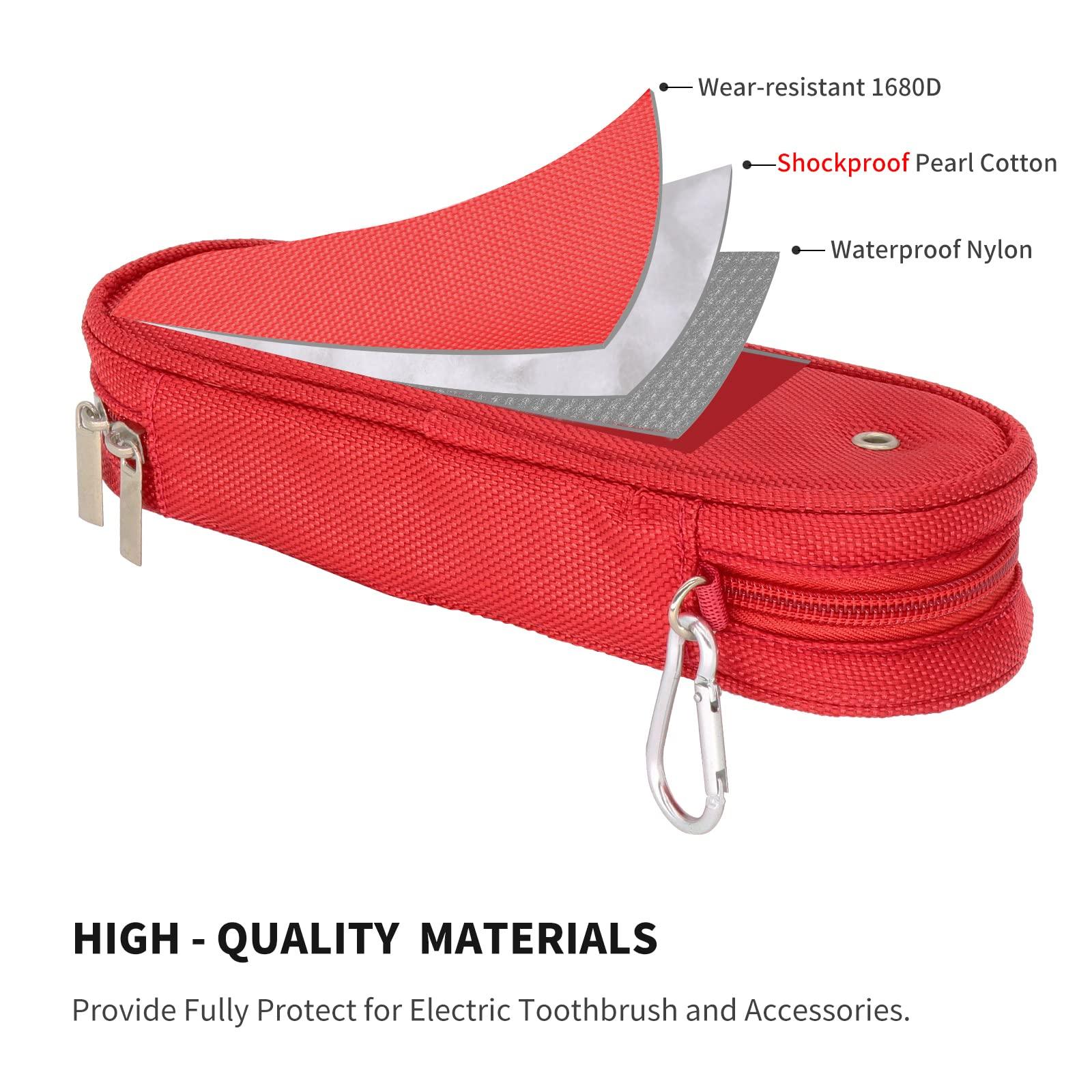 Mijibisu Toothbrush Travel Case for Oral-B Pro 500/600/650/1000/1500/2000/3000/3500/5500/Pro-Health,Genius X Limited/6000/7000/7500/8000/9600,Smart 1500/3000/5000,Vitality Dual Clean.(Case Only) Red