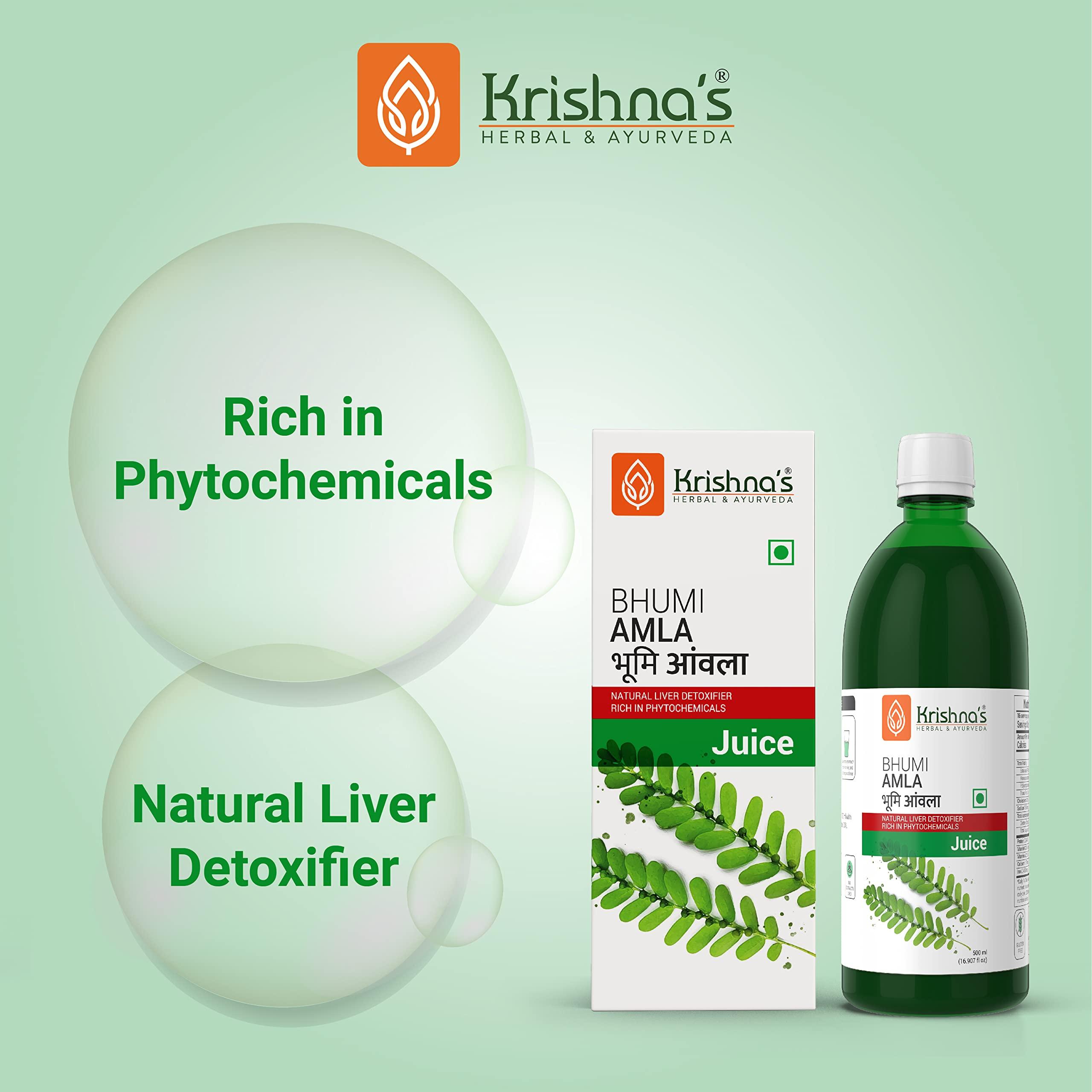 KRISHNA'S HERBAL & AYURVEDA KRISHNA'S HERBAL & AYURVEDA Bhumi Amla Juice - 1000 ml | Natural liver detoxifier | Strengthens the digestive system | Sugar free Juice