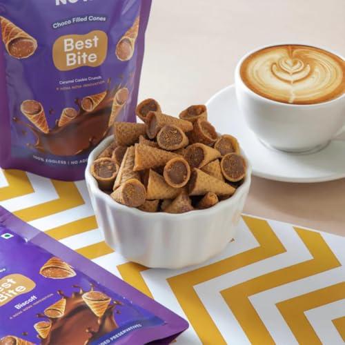 NOVANOVA NOVANOVA Best Bite Choco Filled Cones | Choco Hazelnut & Cookie Buttercream - Assorted Pack Of 2| 100% Eggless | No Added Preservatives (100 Gram)