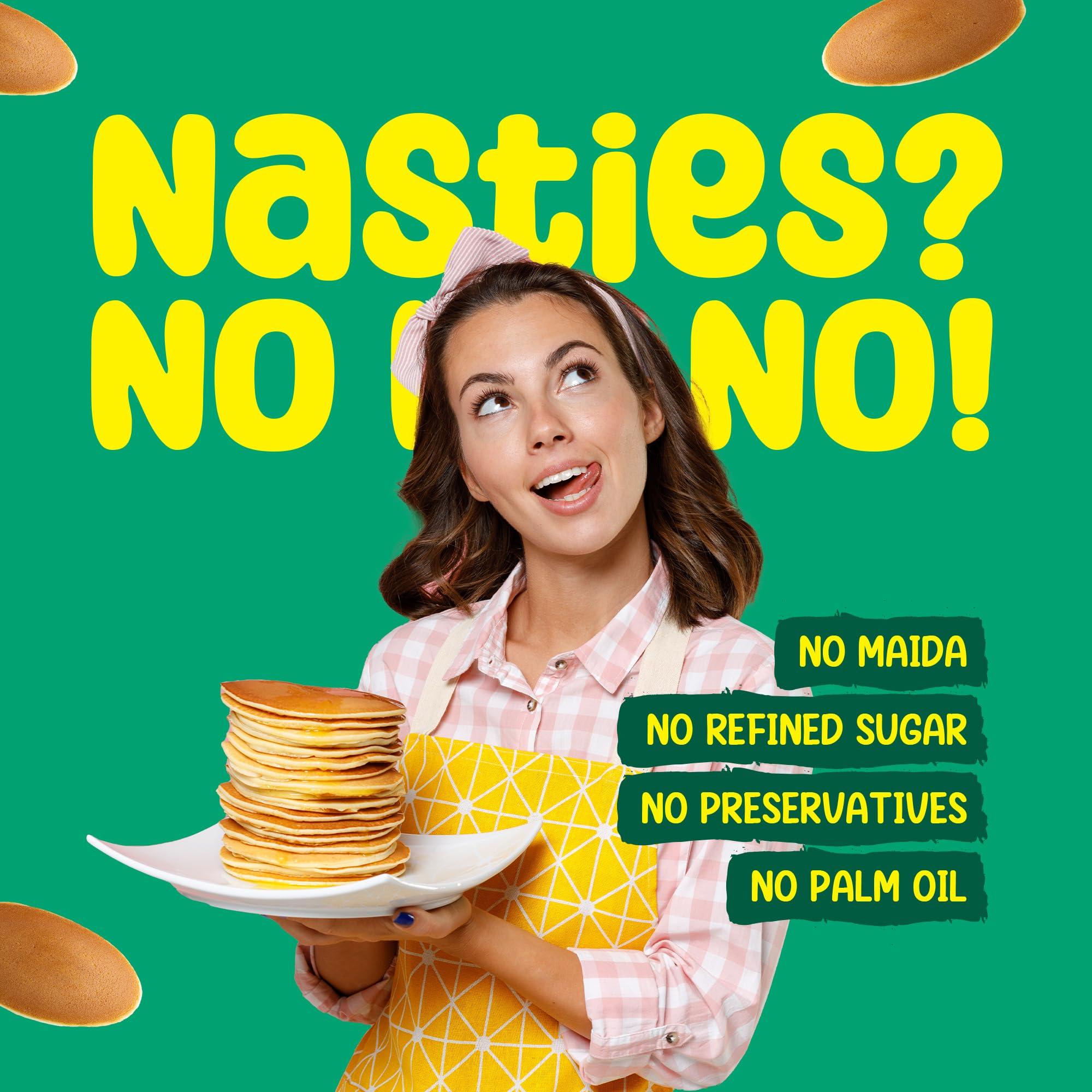 Yogabar Yogabar Pancake Mix,Chocolate & Banana Choco Chip Pan Cake Mix Powder,0 Maida,0 Preservatives,Goodness of Jowar,Oats,Bajra,Ragi,Healthy Breakfast for Children, Easy to Make Breakfast,150g x Pack of 4