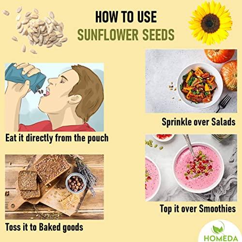 Homeda Homeda Raw Sunflower Seeds for Eating Organic (1 Kg - 1000 Grams), Unsalted Sunflowrr, Sun Flowers | Diet Food | Healthy Snack