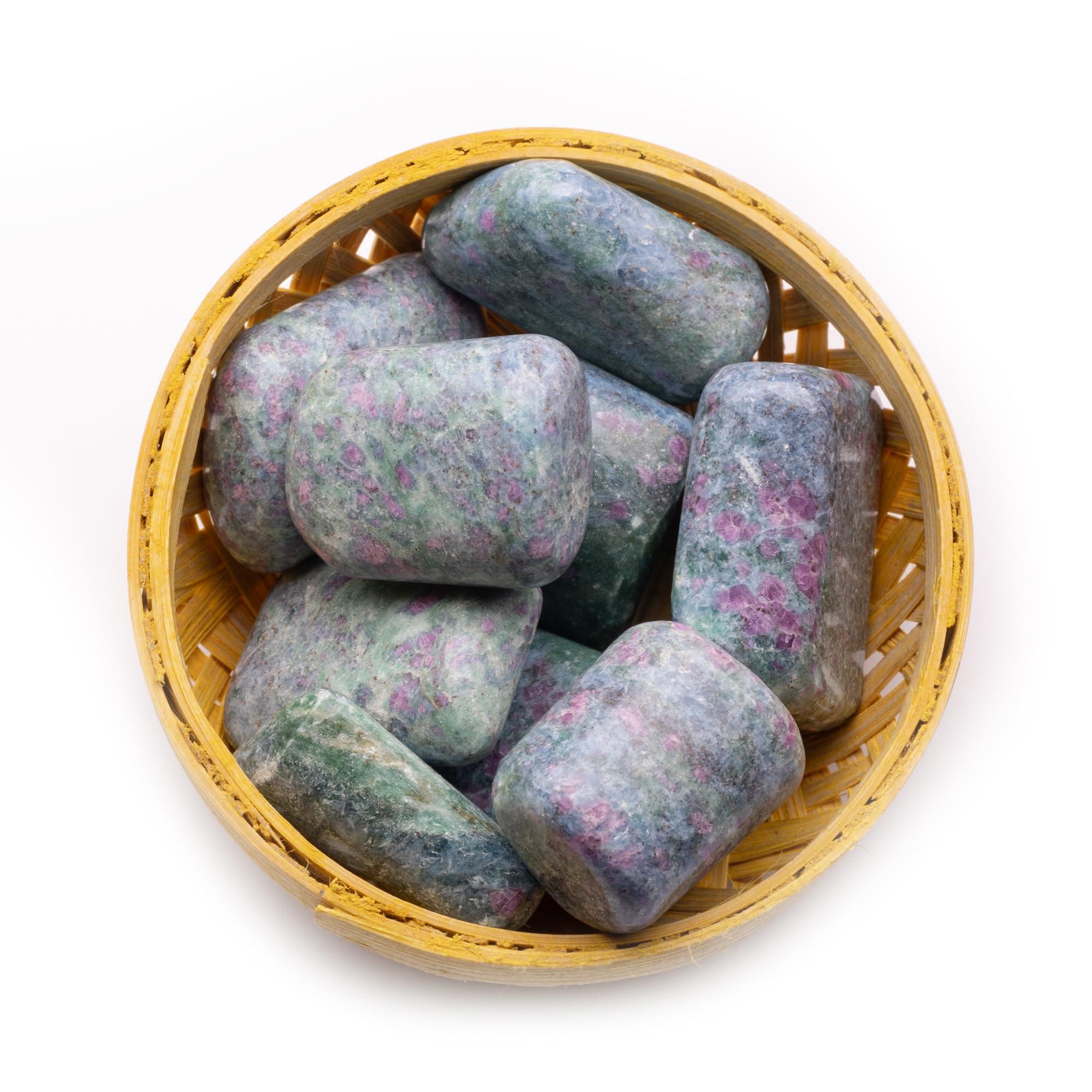 Plus Value Plus Value Ruby Kyanite Tumbled Pebbles Stone - Vastu Feng Shui Chakra Aura Personal Reiki Healing Crystals - 200grams with Basket