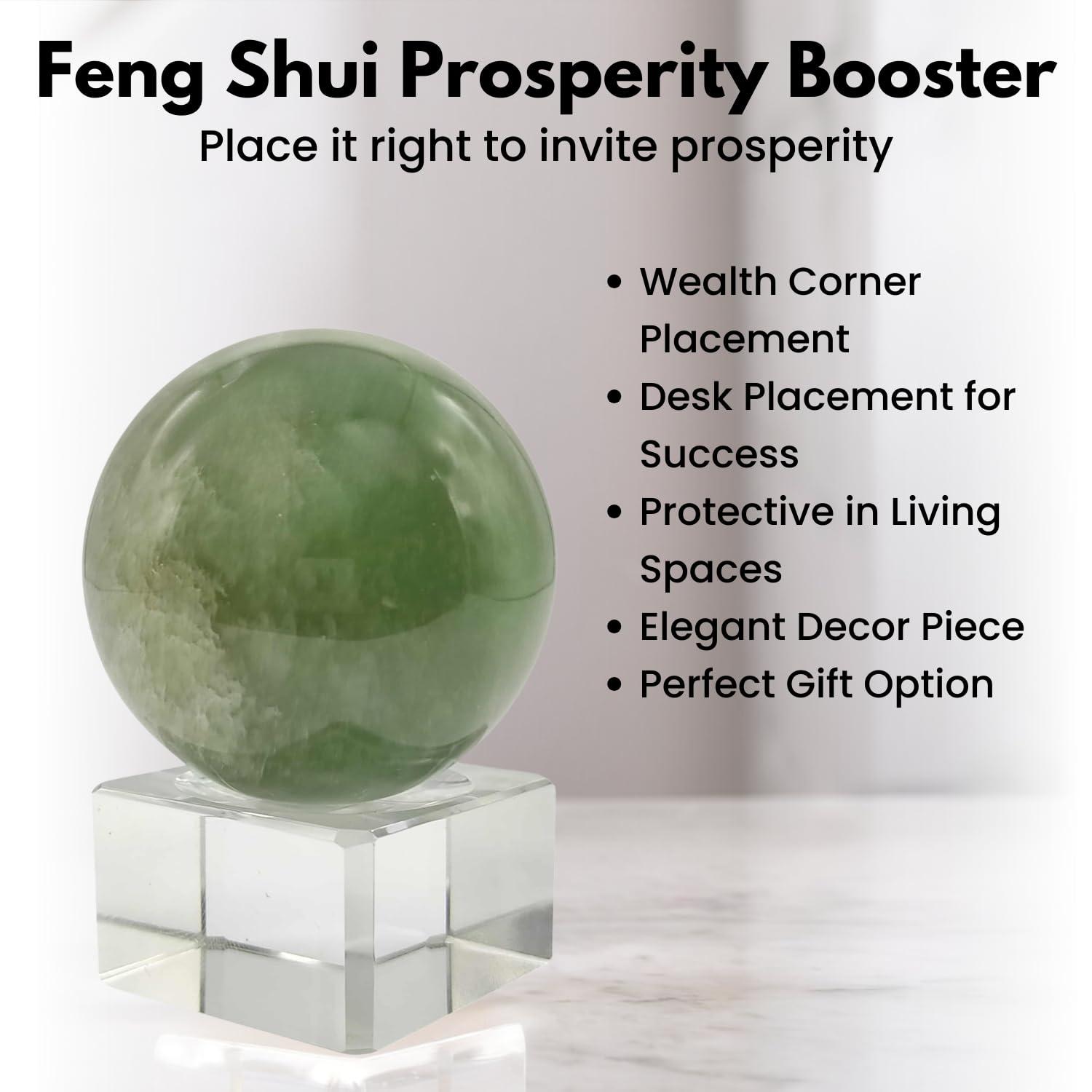 Plus Value Plus Value Natural Green Aventurine Ball Sphere - Reiki & Healing Crystals Vastu Feng Shui Chakra Aura Meditation (100 to 200grams with Stand)