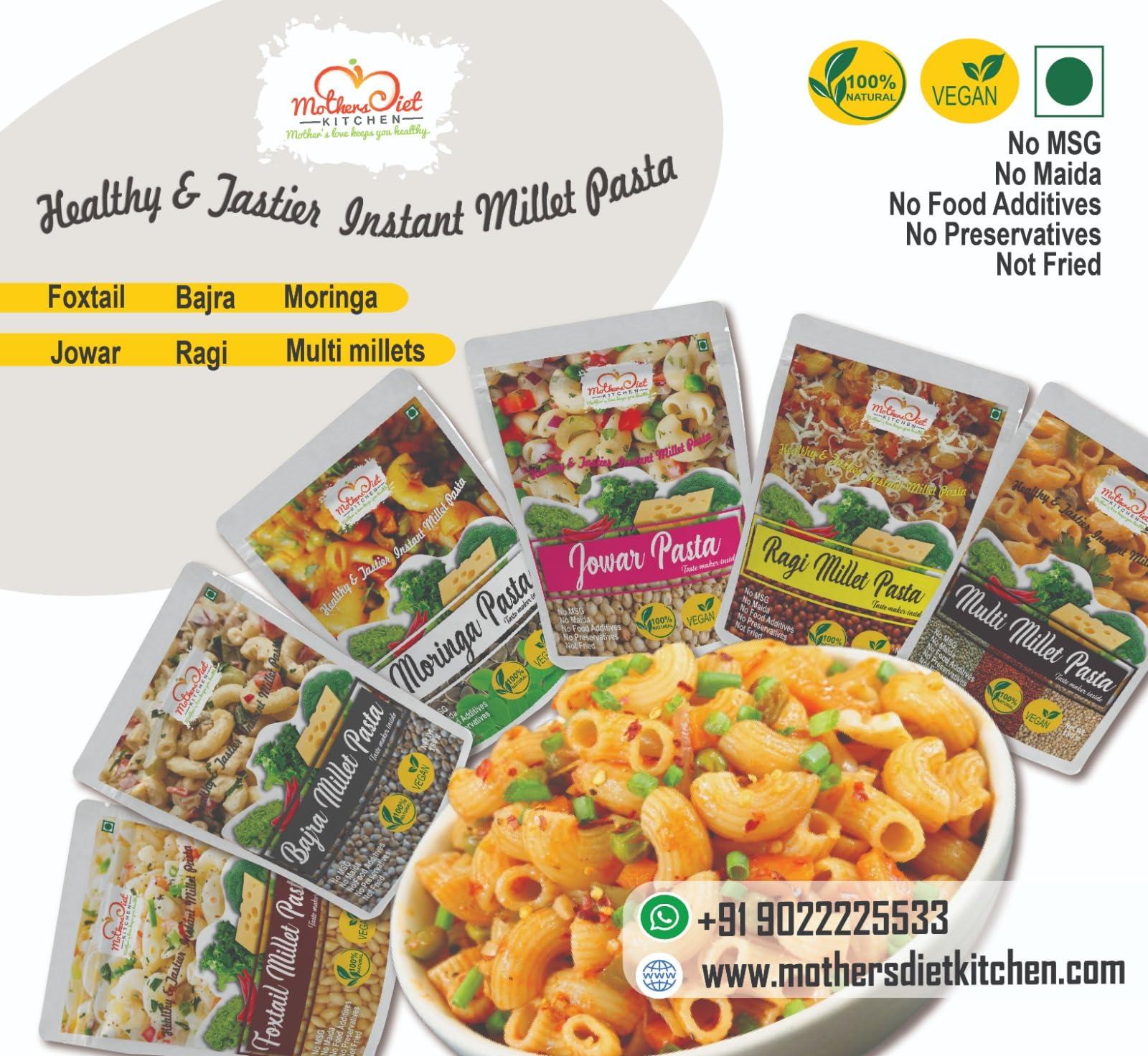Mother\'s Diet Kitchen Mother\'s Diet Kitchen Instant Bajra Millet Pasta - 360 GMS | (Pack of 2 - Each 180 GMS) | Easy & Ready to Cook | Zero Maida & 100% Vegan I Taste Maker Added