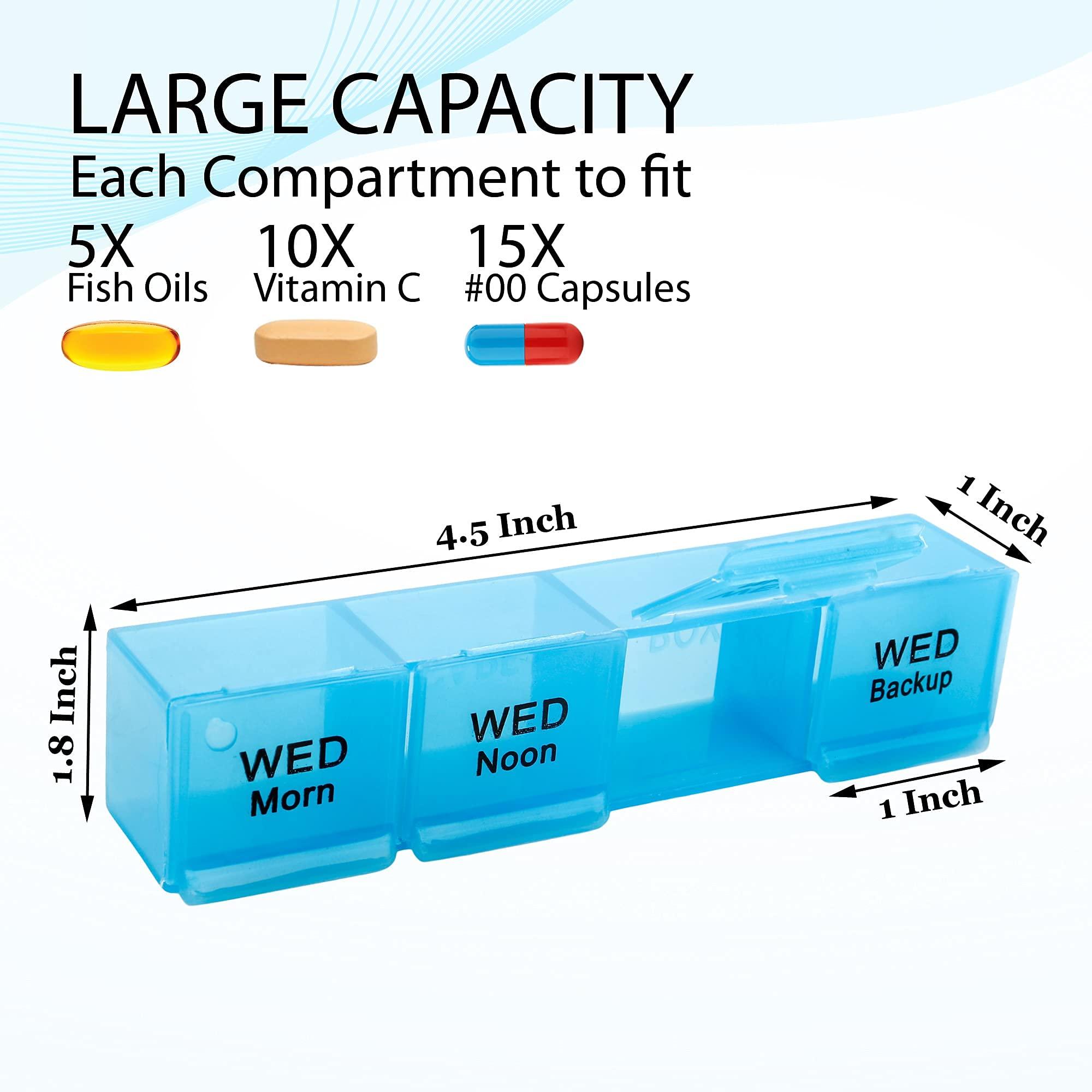 QENIXO Qenixo Weekly Pill Organizer 4 Times A Day, 7-Day, Monthly Medication Organizer 28 Days Dispenser Pill Boxes Large Compartments Moisture-Proof Case Medication Reminder Portable Travel Compartments,Travel Kits,Dust-Proof Box (Multicolor, 4 times) (Whi