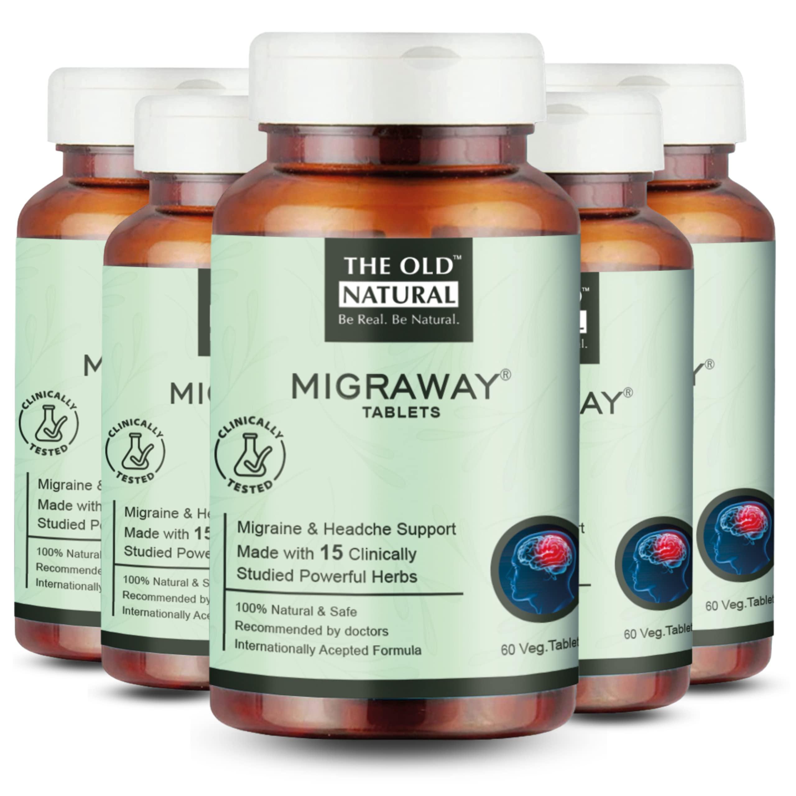 The Old Natural The Old Natural Migraway 300 Tablets I Clinically Proven formula for Migraine Relief - (Pack of 5-300 Tablets)