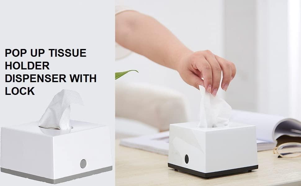 Carepure Carepure Pop Up Table Top Facial Tissue Paper Dispenser Car Hotel Bathroom Tissue Box with Lock, Free 2 Ply Pop Up Soft Facial Tissue Paper Napkin. Size : 4 X 8 cmPop Up With lock)