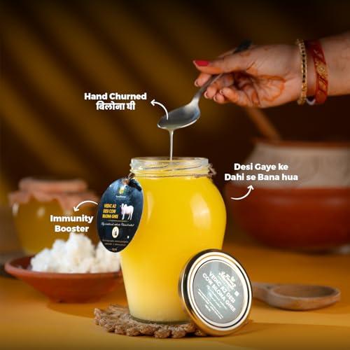 Farm2Mamma Farm2Mamma Vedic A2 Desi Cow Bilona Ghee,500ML, Curd Churned, Authentic Ghee, Pure Natural & Healthy, A2 Certified, Grass Fed Cultured Ghee, Glass Matka Jar