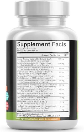 ATHINIKA NUTRITION ATHINIKA NUTRITION TURMERIC CURCUMIN 30000MG GINGER 3000MG MORINGA 50000MG BOSWELLIA 3000MG SAFFRON 2000MG - JOINT SUPPORT SUPPLEMENT FOR WOMEN AND MEN WITH CEYLON CINNAMON, QUERCETIN, TART CHERRY