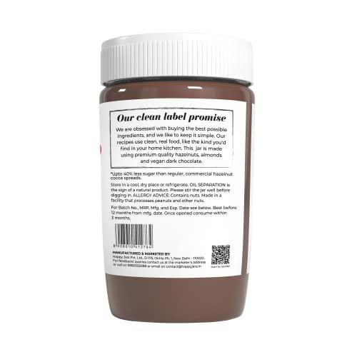 Happy Jars Happy Jars Hazelnut Spread Dark Chocolate, 265g | 40% Less Sugar | No added Palm Oil | Spread for Bread/Sandwich