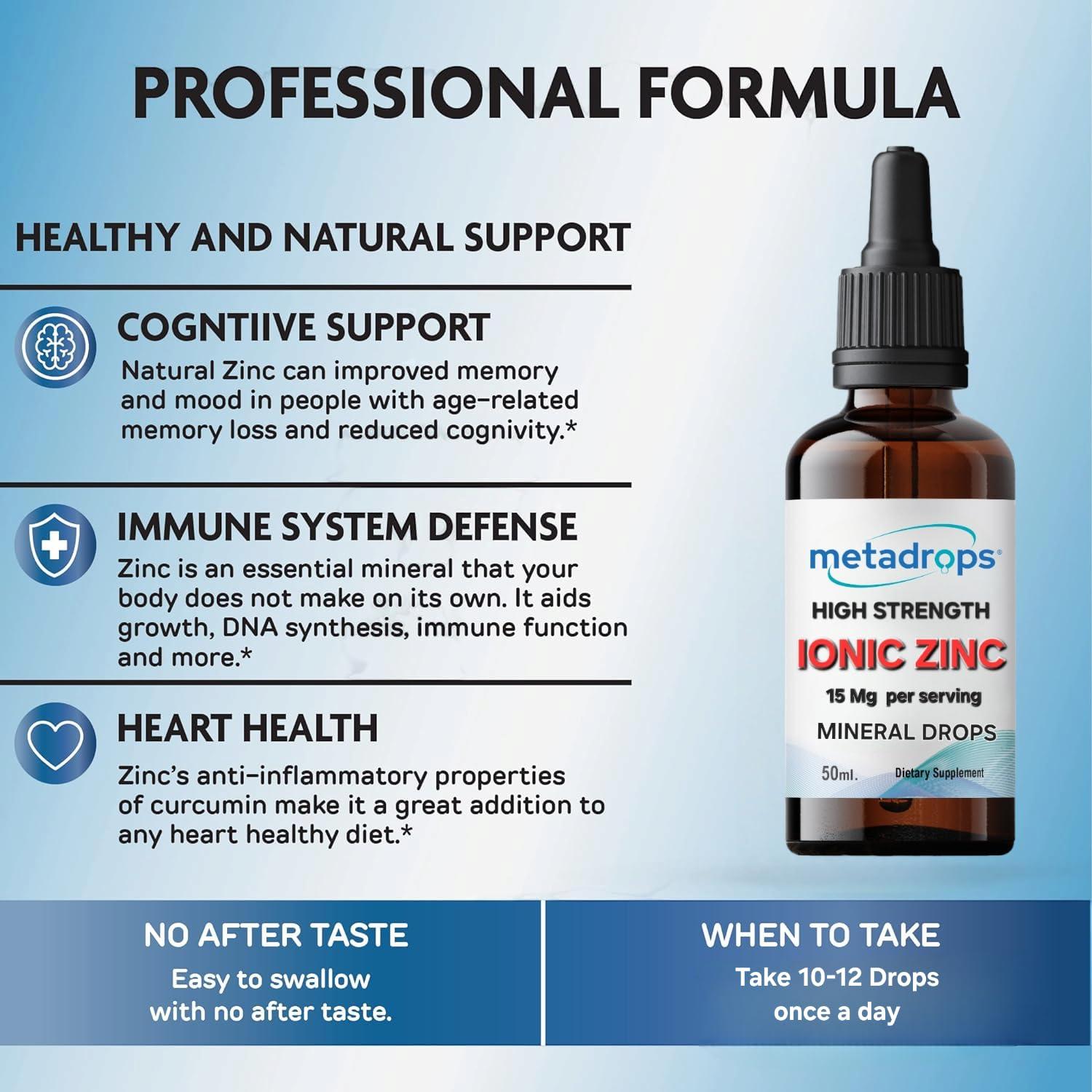 METADROPS MetaDrops Premium Ionic Zinc, 50ml - High Dose, Rapid Absorption for Optimal Health